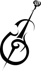 Wiolonczela Hania czarna na białym tle